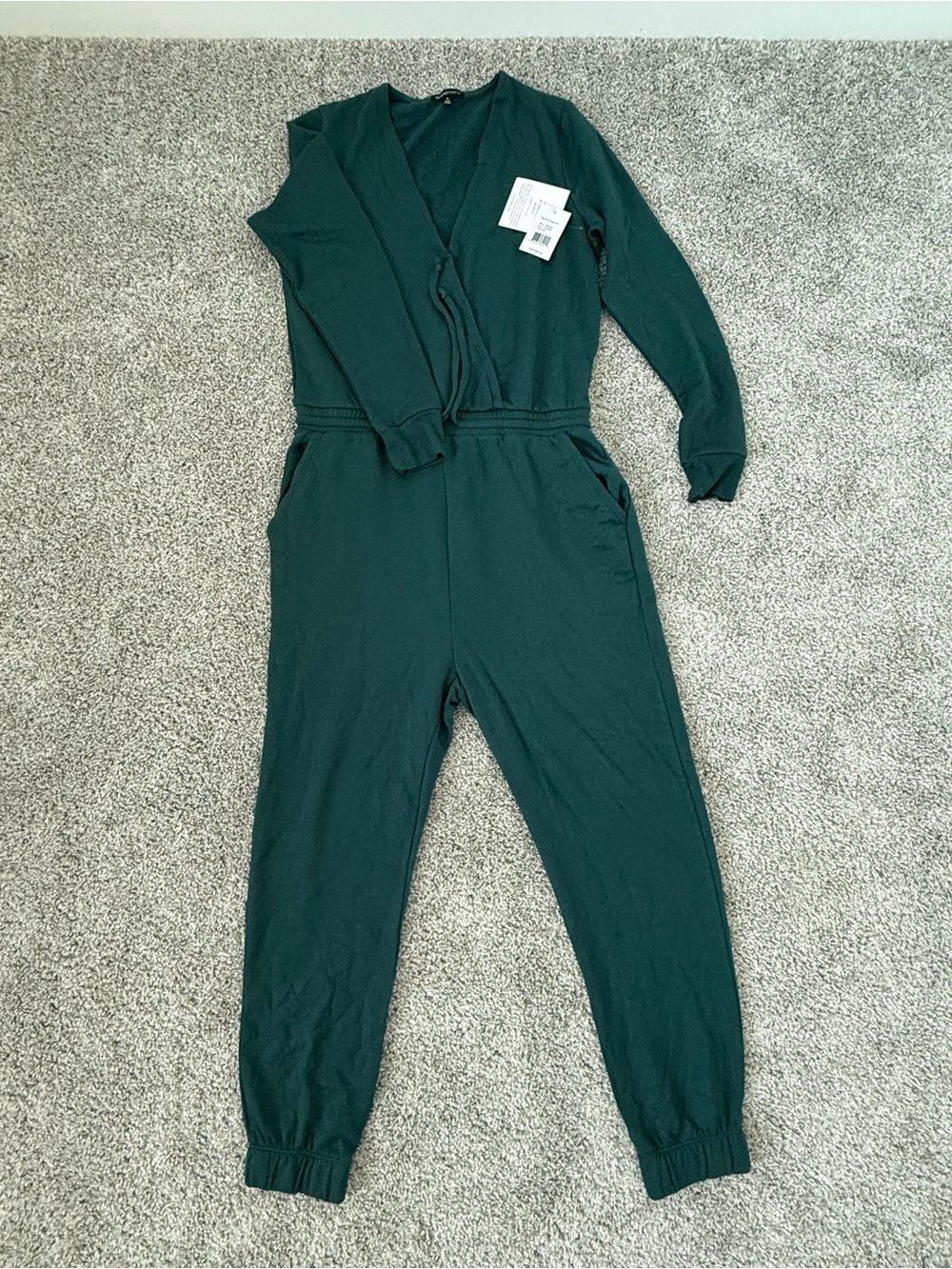 Beyond Yoga Forest Green Long-Sleeve Wrap-Front Jumpsuit